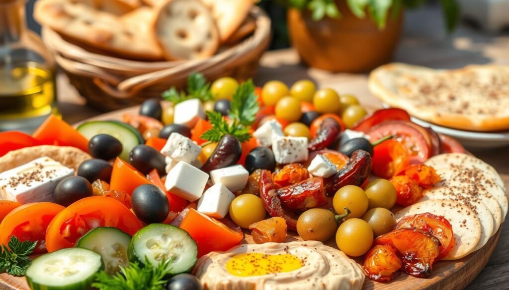 Mediterranean mezze platter with no-cook appetizers Mediterranean mezze platter with no-cook appetizers