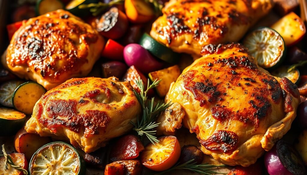Mediterranean sheet pan chicken dinner
