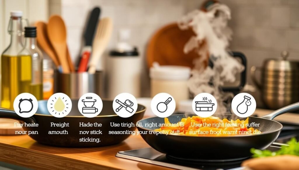 Non-stick cooking tips for preventing food from sticking