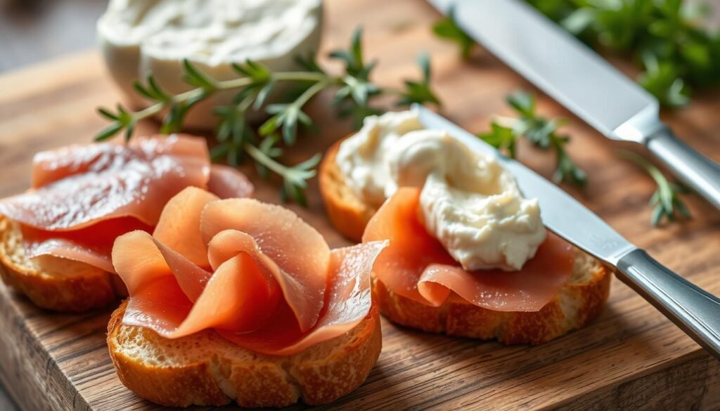 Boursin and Prosciutto Crostini Preparation Boursin and Prosciutto Crostini Preparation