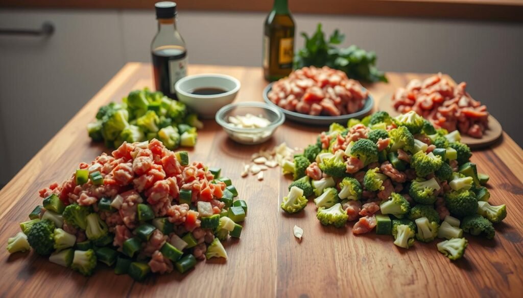 Ground Beef and Broccoli Stir-Fry Ingredient Preparation Ground Beef and Broccoli Stir-Fry Ingredient Preparation