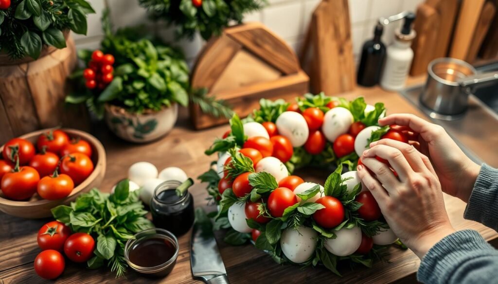 Holiday Caprese Wreath Preparation Holiday Caprese Wreath Preparation