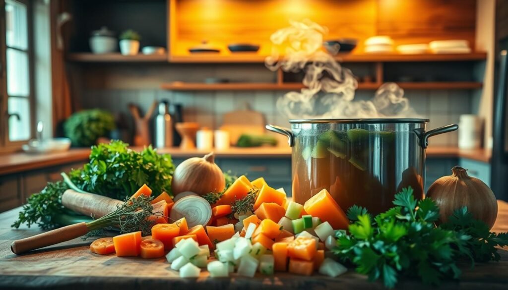Homemade Veggie Broth Preparation Homemade Veggie Broth Preparation