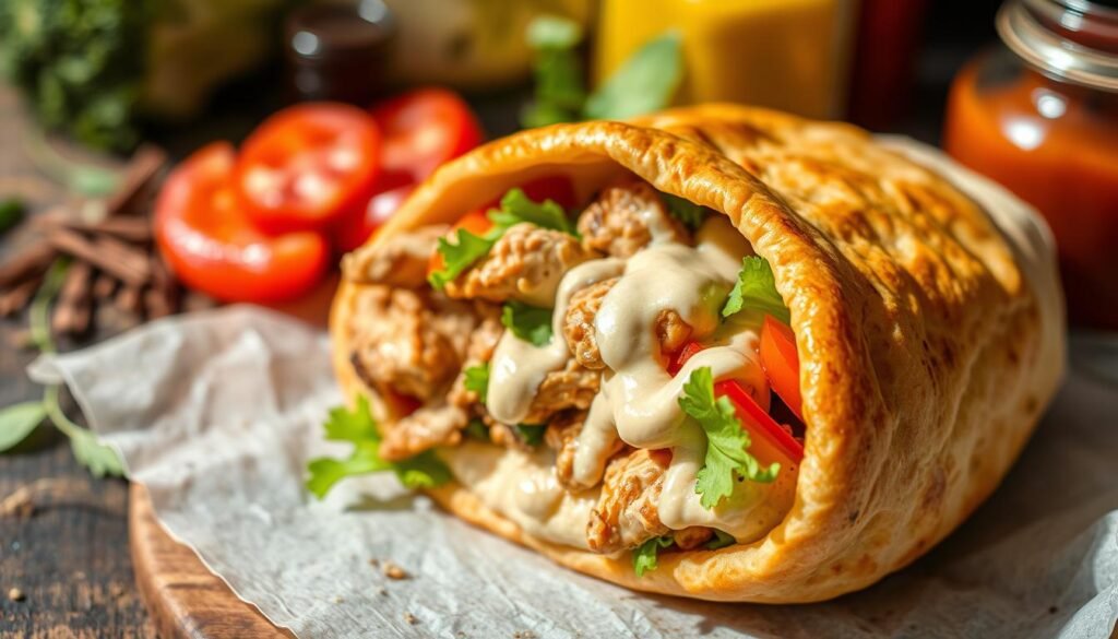 Pita Bread Wrap in Middle Eastern Cuisine Pita Bread Wrap in Middle Eastern Cuisine