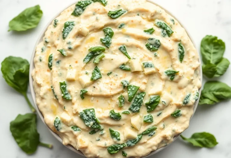 Creamy dip made with spinach, artichokes, and cheese