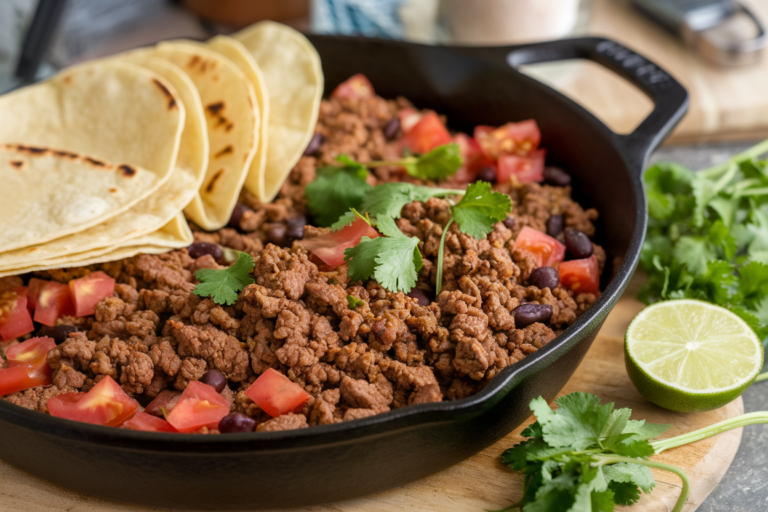 One-Pan Beef Taco Skillet That Breaks the “What’s for Dinner?” Loop in 20 Minutes