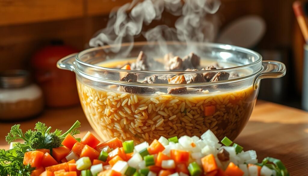 Beef and Wild Rice Soup Cooking Steps