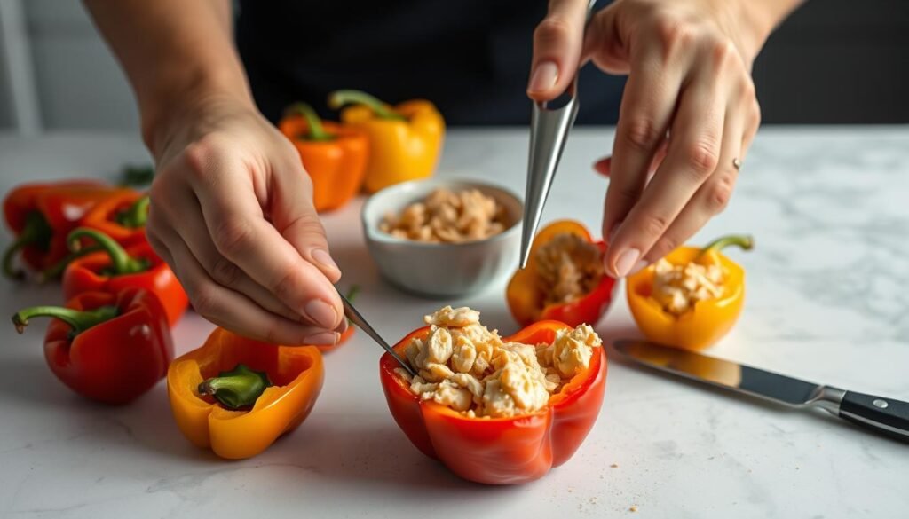 Crab-Stuffed Mini Peppers Appetizer Preparation