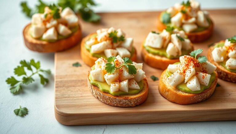 Crab and Avocado Toast Bites Appetizer