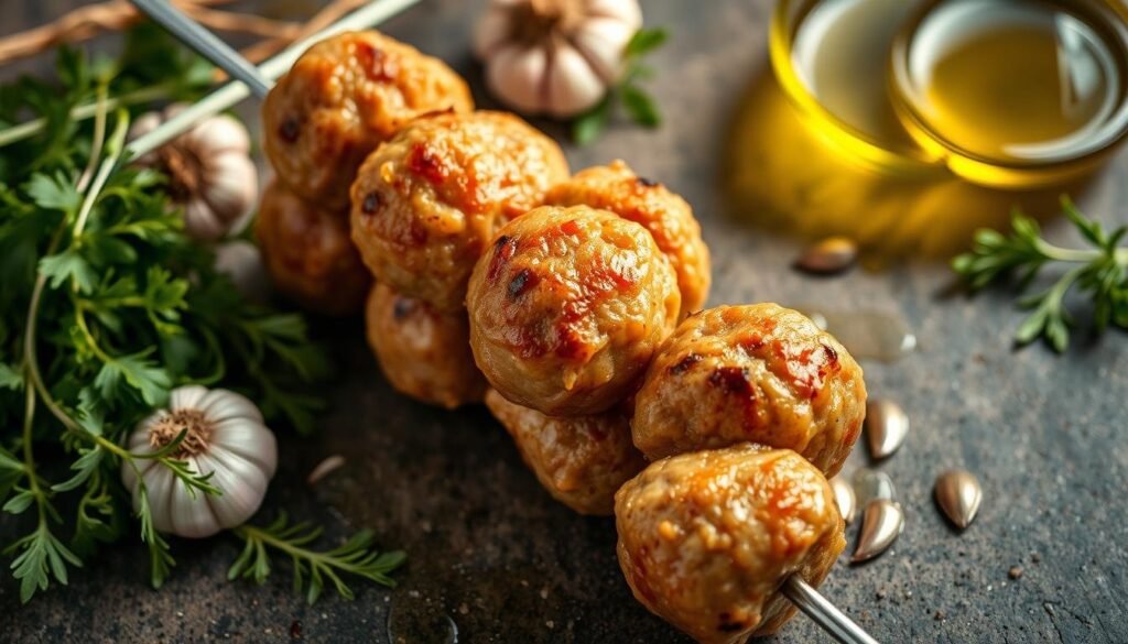 Italian Meatball Skewer Preparation Technique