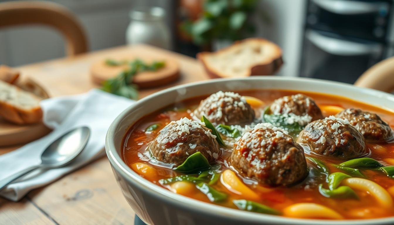 Italian Wedding Soup with Beef Meatballs