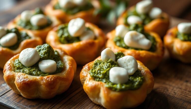 Party Pesto-Mozzarella Puff Pastry Bites