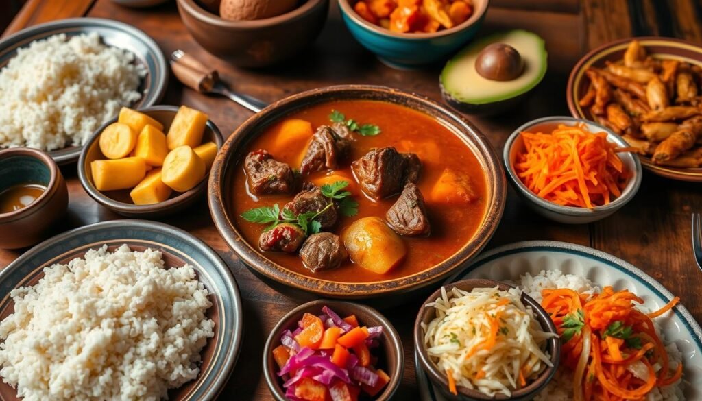 Serving Sancocho with Traditional Colombian Side Dishes Serving Sancocho with Traditional Colombian Side Dishes