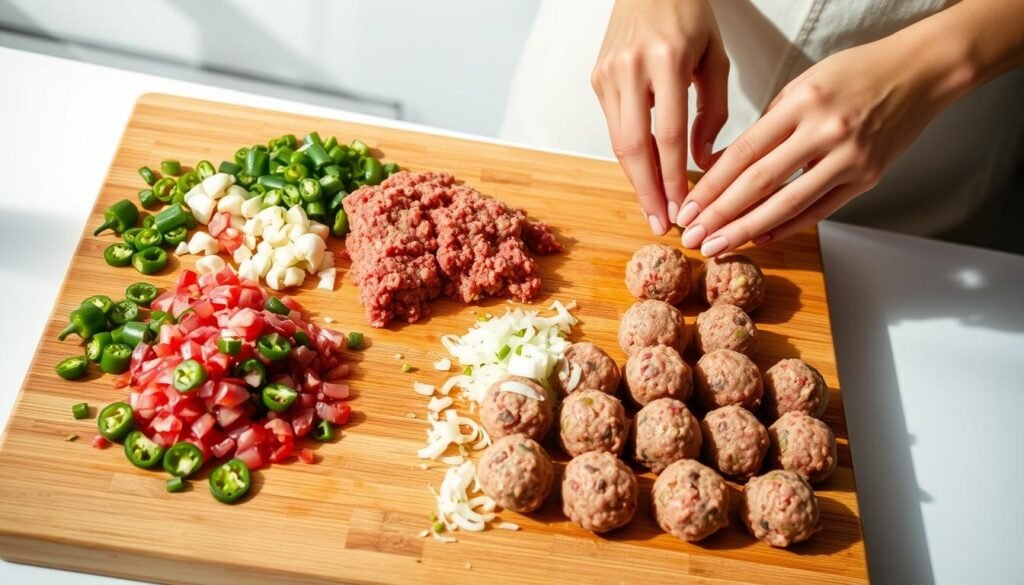 Spicy Jalapeño Beef Meatball Preparation