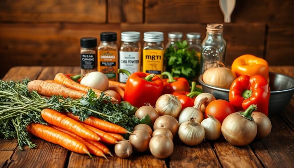 Texas Cowboy Stew Vegetables and Seasonings