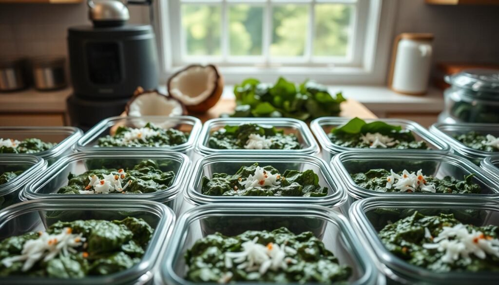 Coconut Creamed Spinach Meal Prep Storage Coconut Creamed Spinach Meal Prep Storage