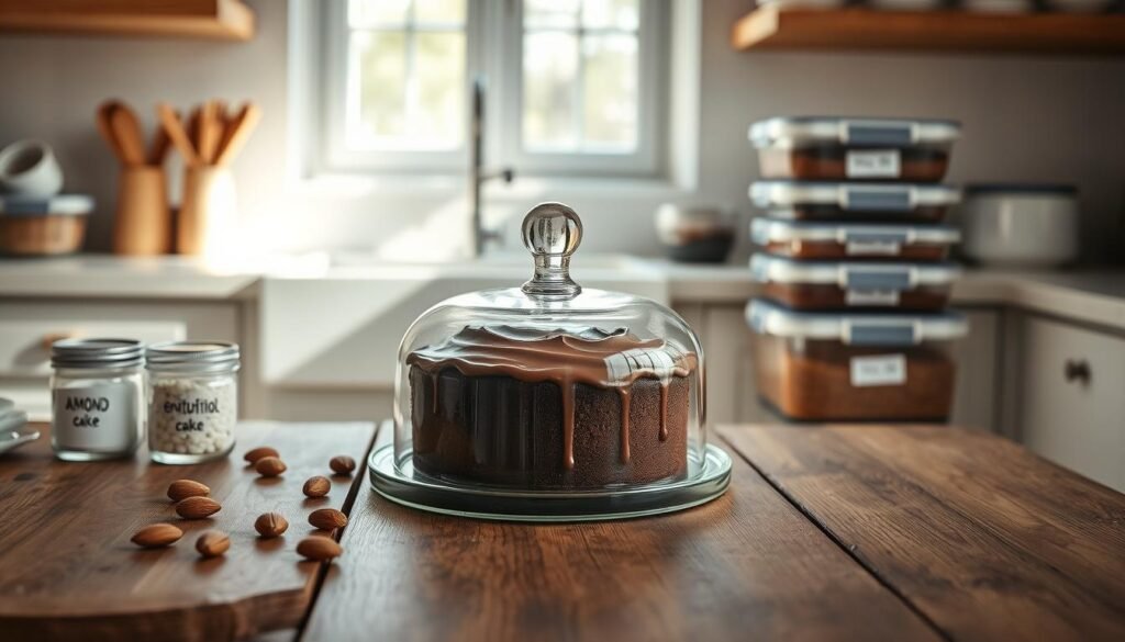 Keto Almond Flour Chocolate Cake Storage