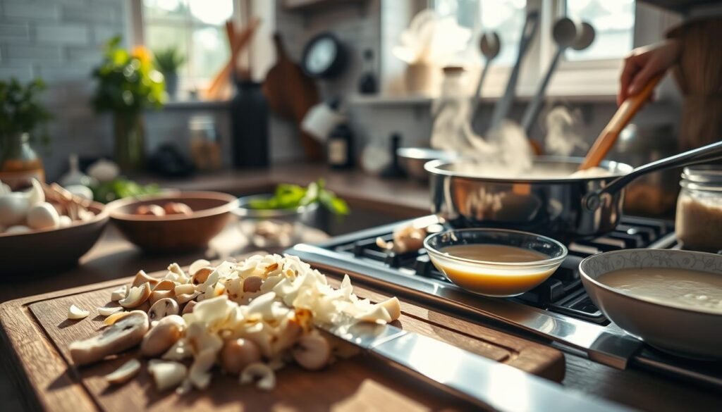 Keto Mushroom Stroganoff Recipe Preparation Keto Mushroom Stroganoff Recipe Preparation