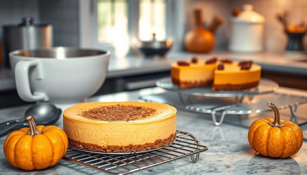 Keto Pumpkin Cheesecake Cooling Process