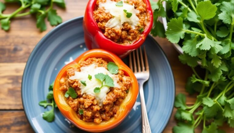 Keto Stuffed Bell Peppers with Ground Beef