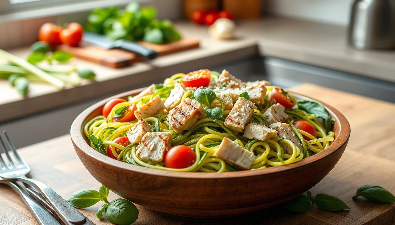 Chicken Pesto Zoodle Salad