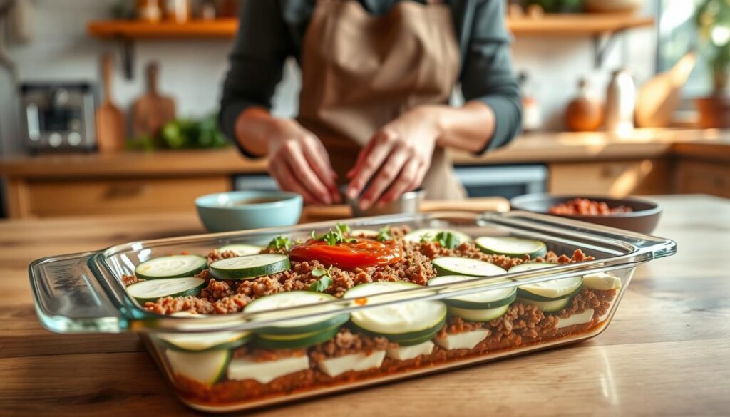 Keto Ground Beef Lasagna Preparation